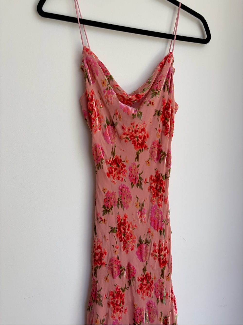 Rare Vintage Betsey Johnson Pink Floral Burnout Velvet Bias Slip Midi Dress - Picture 6 of 7